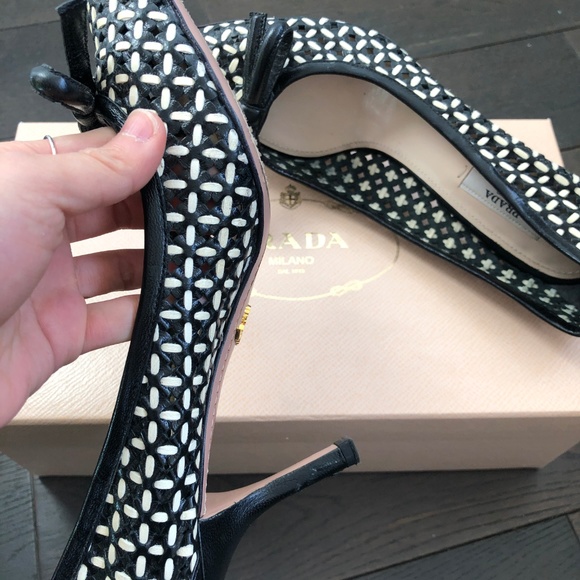 PRADA Laser Cut Leather Pumps - Picture 3 of 4